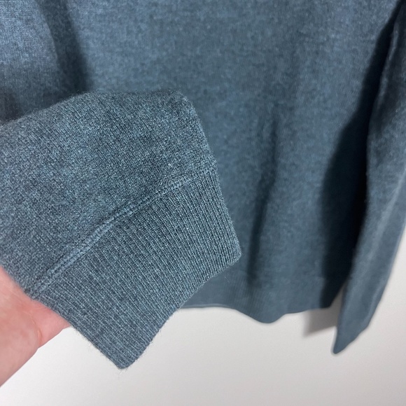 Rafft Men's 100% Cashmere Sweater Blue Half-Zip Elbow Patches Size Large - Picture 6 of 13